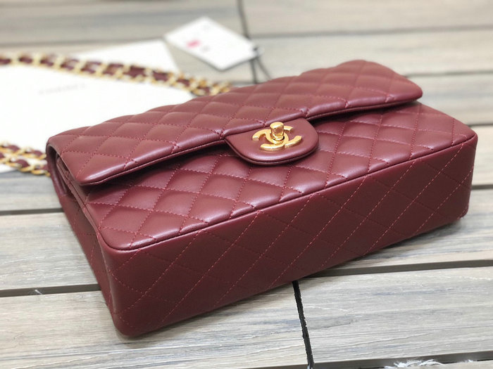 Classic Chanel Lambskin Medium Flap Bag Burgundy CF1112