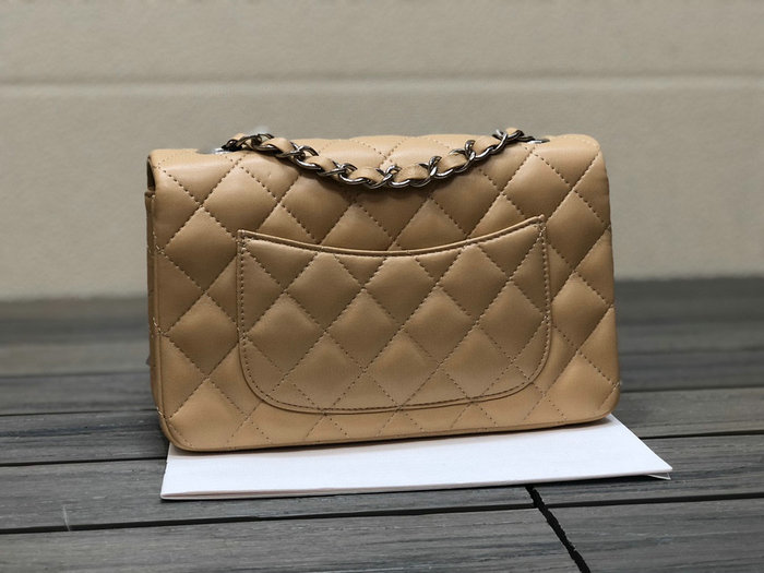 Classic Chanel Lambskin Small Flap Bag Beige with Silver CF1116