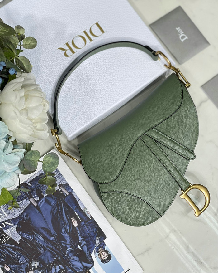 Dior Grained Calfskin Saddle Bag Green DM9001