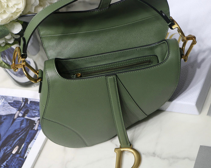 Dior Grained Calfskin Saddle Bag Green DM9001