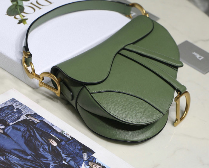 Dior Grained Calfskin Saddle Bag Green DM9001