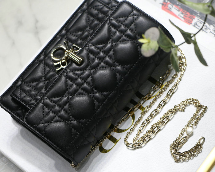 Dior lambskin Chain Wallet Black DM7001