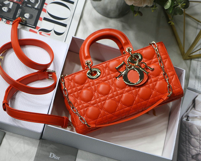 Lady D-joy Lambskin Bag Orange D6001