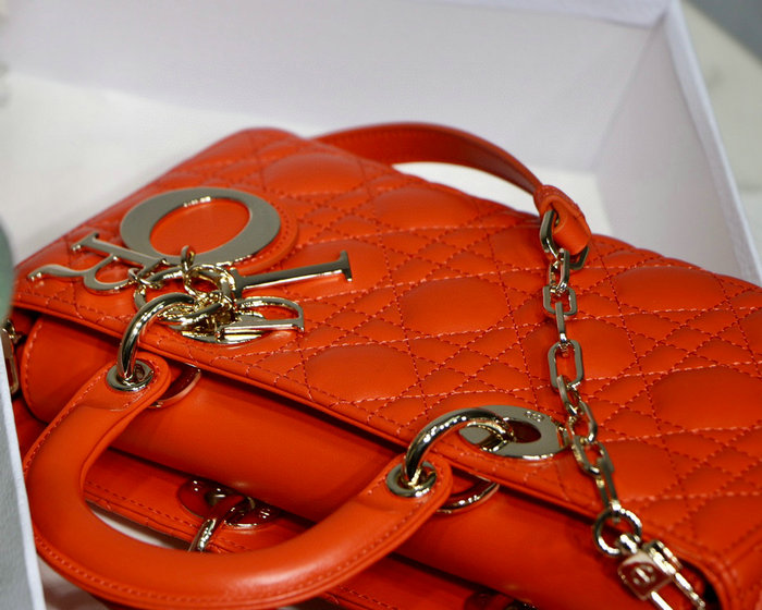 Lady D-joy Lambskin Bag Orange D6001