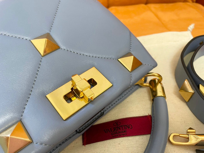 Valentino Garavani Roman Stud Leather Shoulder Bag Blue V0199