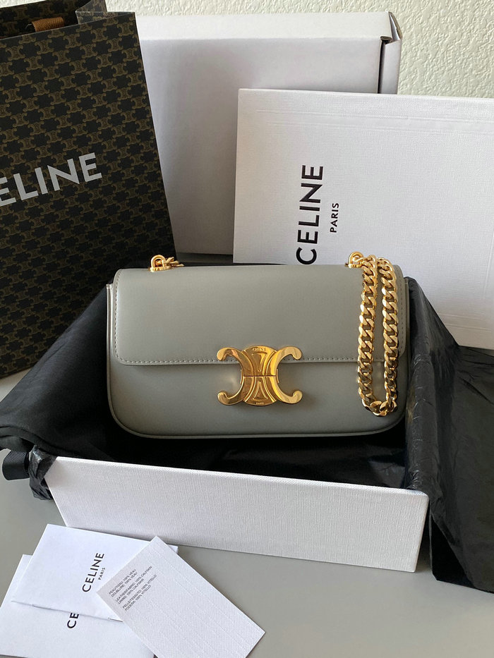 Celine Chain Shoulder Bag Triomphe Grey C35027