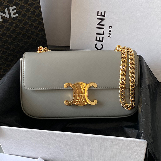 Celine Chain Shoulder Bag Triomphe Grey C35027