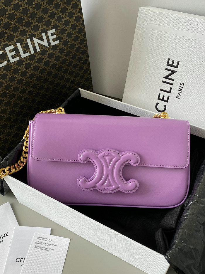 Celine Chain Shoulder Bag Triomphe Purple C35026