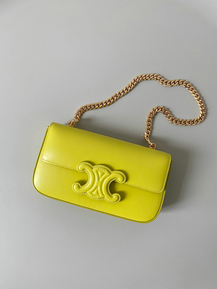 Celine Chain Shoulder Bag Triomphe Yellow C35026