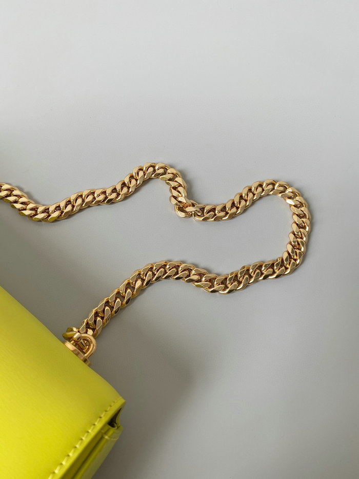 Celine Chain Shoulder Bag Triomphe Yellow C35026