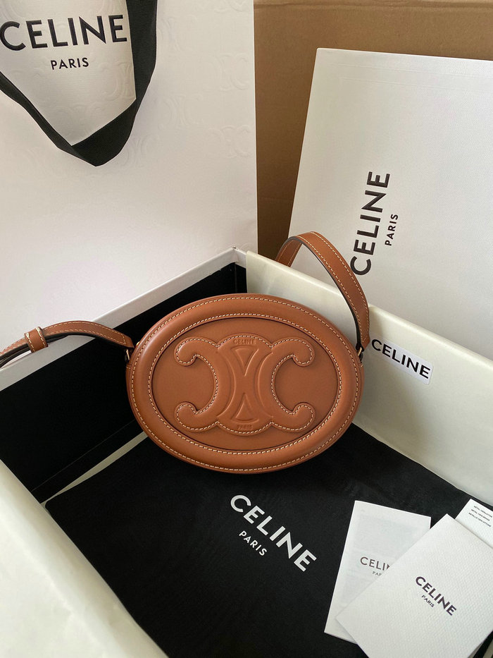 Celine Crossbody Oval Purse Cuir Triomphe Brown C35507