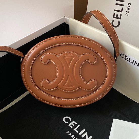 Celine Crossbody Oval Purse Cuir Triomphe Brown C35507