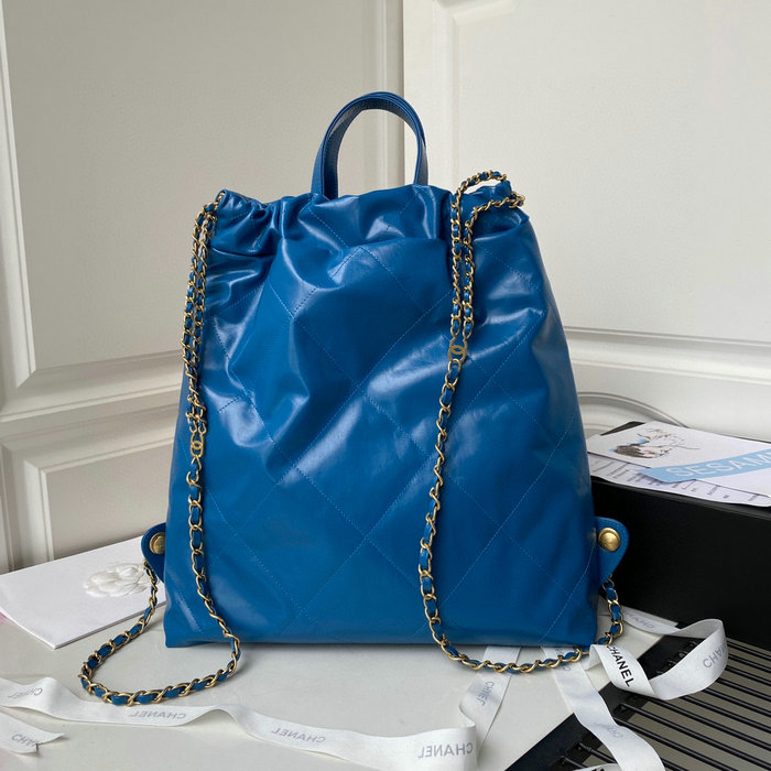 Chanel Calfskin Shopping Tote Blue AS3133