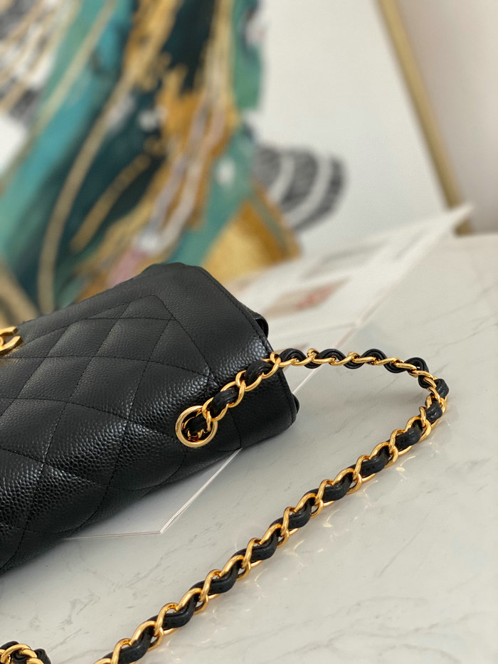 Chanel Grained Calfskin Flap Bag Black A87062