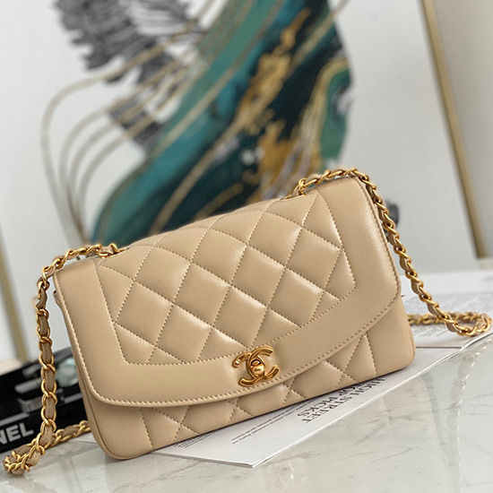 Chanel Lambskin Flap Bag Beige A87062