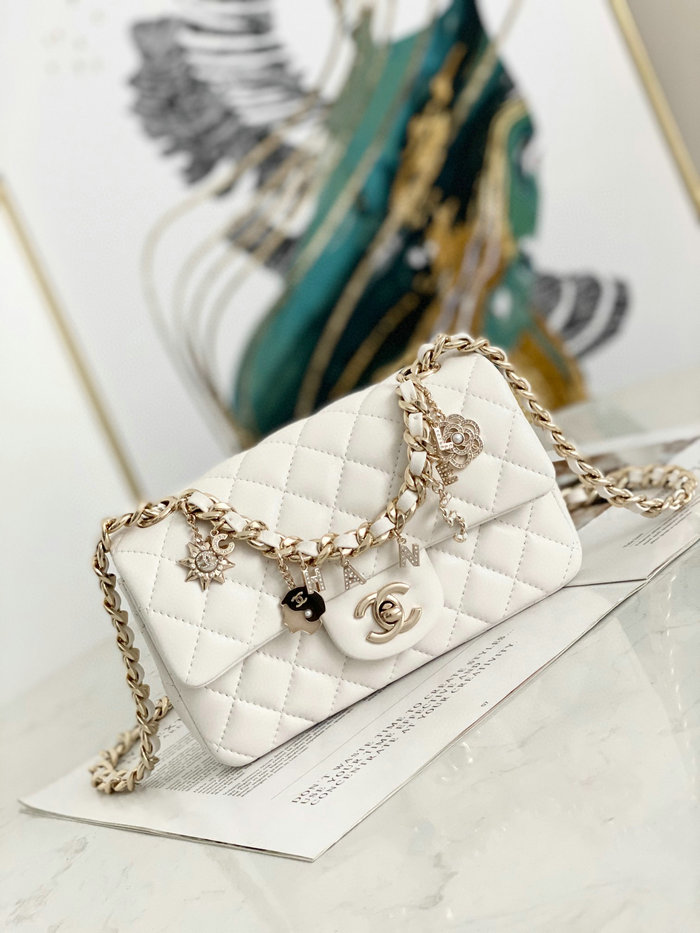 Chanel Lambskin Flap Bag White AS2326