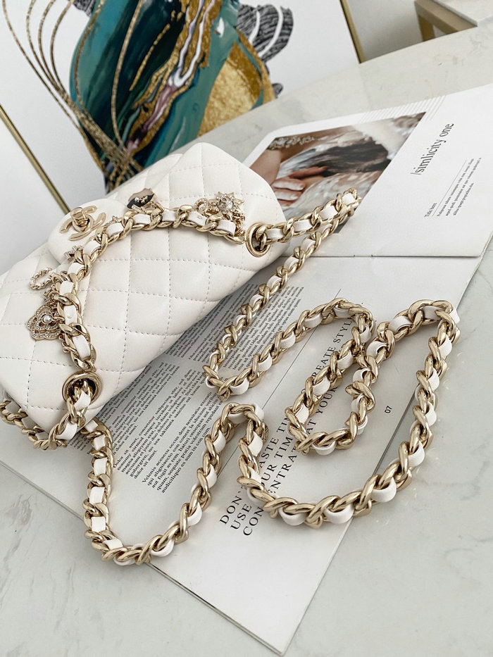 Chanel Lambskin Flap Bag White AS2326