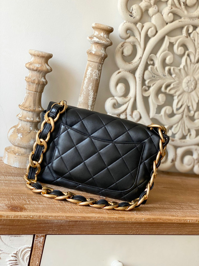 Chanel Lambskin Large Flap Bag Black AS3215