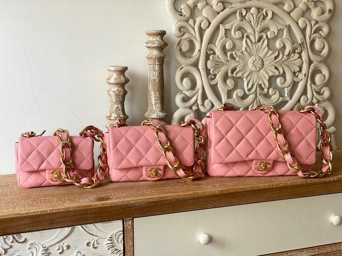 Chanel Lambskin Large Flap Bag Pink AS3215