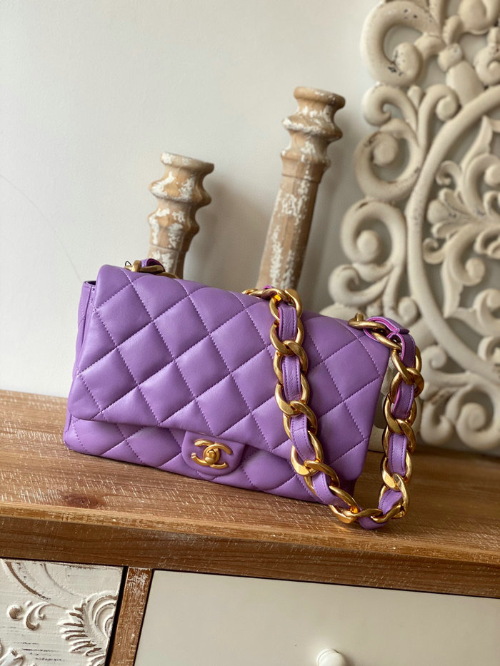 Chanel Lambskin Large Flap Bag Purple AS3215