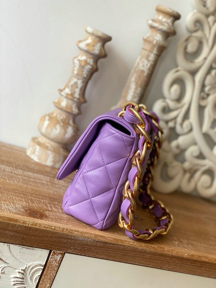 Chanel Lambskin Large Flap Bag Purple AS3215