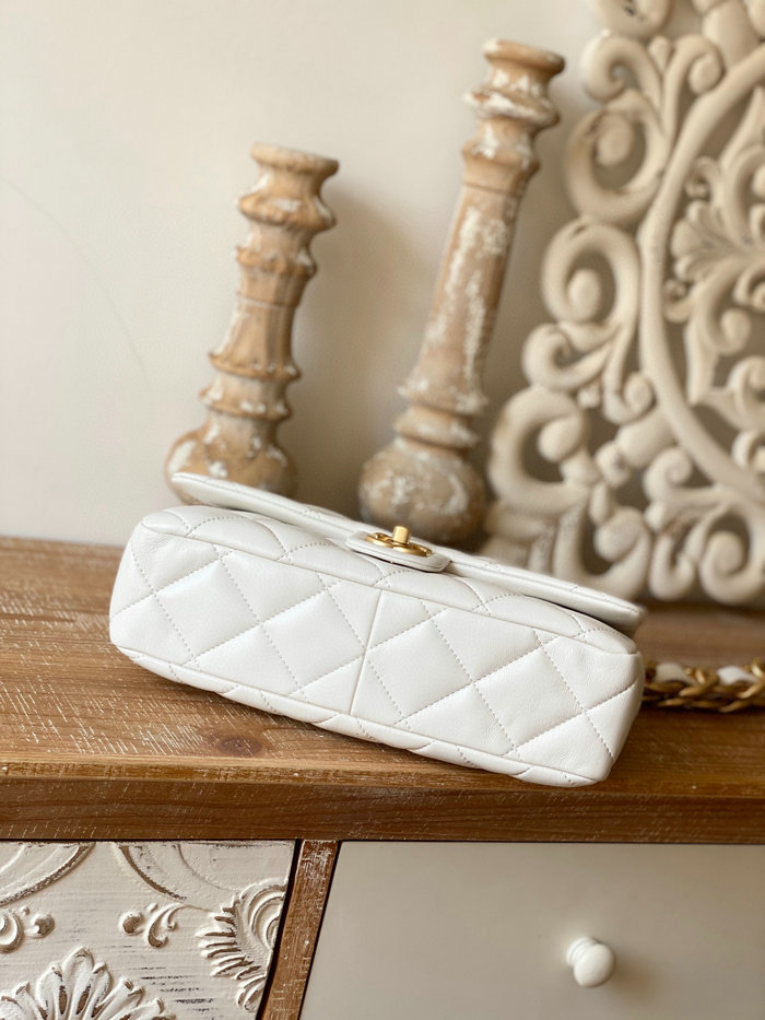 Chanel Lambskin Large Flap Bag White AS3215