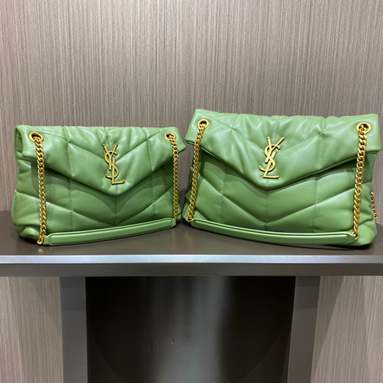 Saint Laurent Loulou Puffer Medium Bag Green 577475