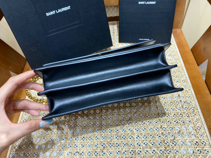 Saint Laurent Medium Sunset Bag Black with Gold 442906