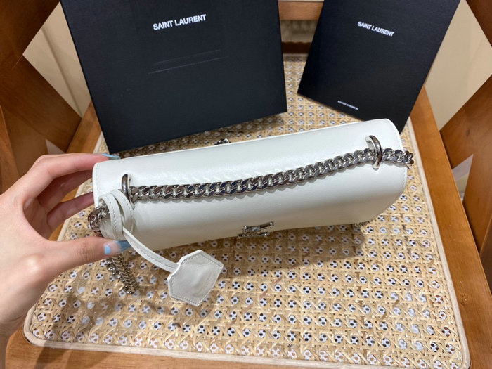 Saint Laurent Medium Sunset Bag White with Silver 442906