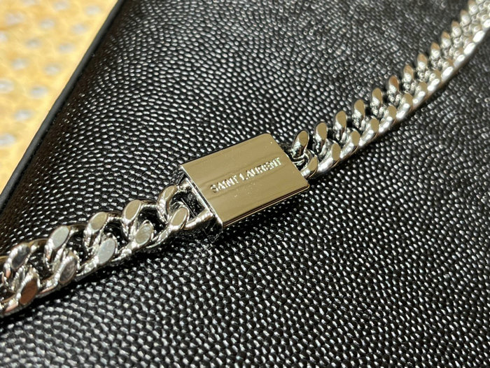 Saint Laurent Monogram Calfskin Kate Tassel Bag Black with Silver 354119