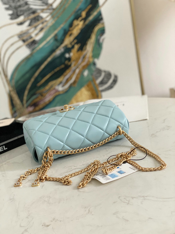 Chanel Lambskin Flap Bag Blue AS3114