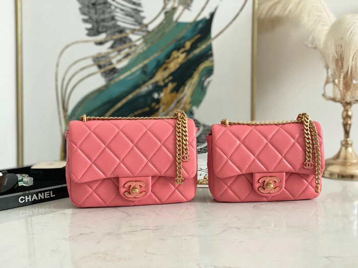 Chanel Lambskin Flap Bag Pink AS3114