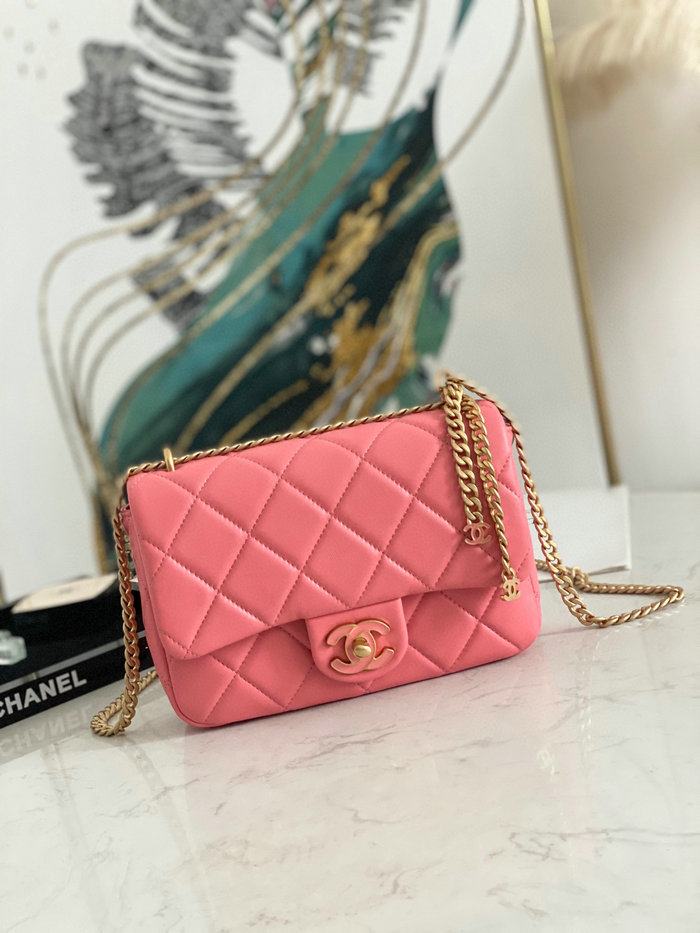 Chanel Lambskin Flap Bag Pink AS3114