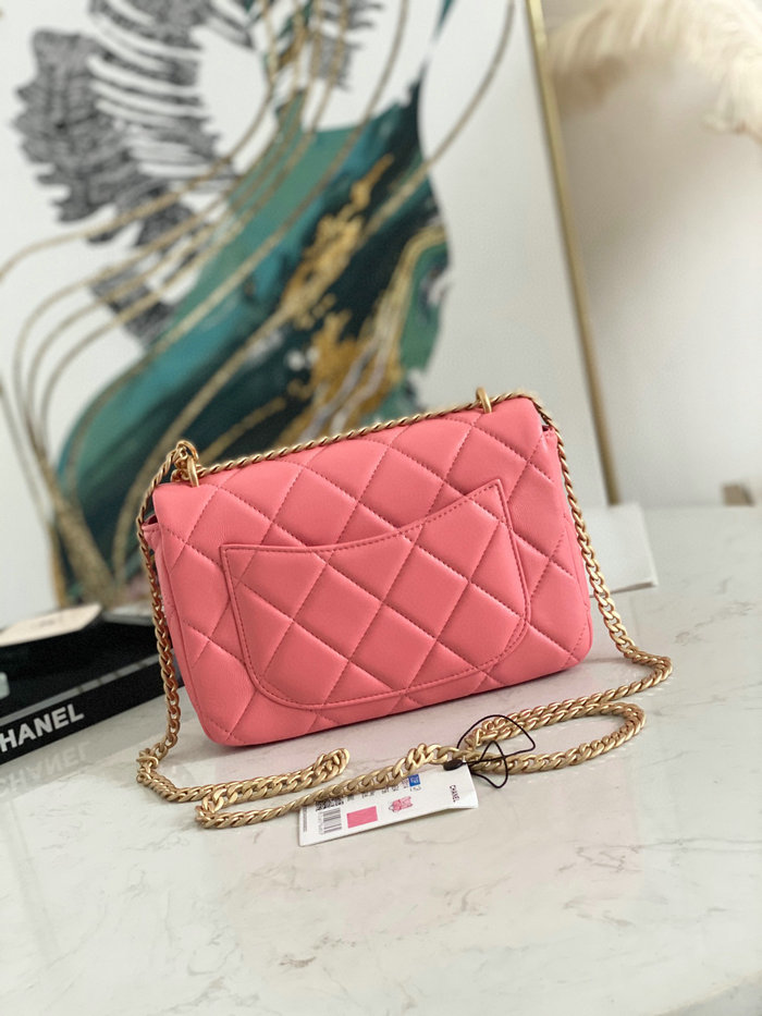 Chanel Lambskin Flap Bag Pink AS3114