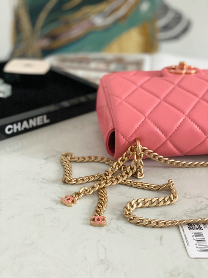 Chanel Lambskin Flap Bag Pink AS3114