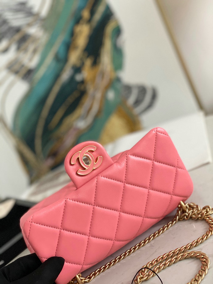 Chanel Lambskin Flap Bag Pink AS3114