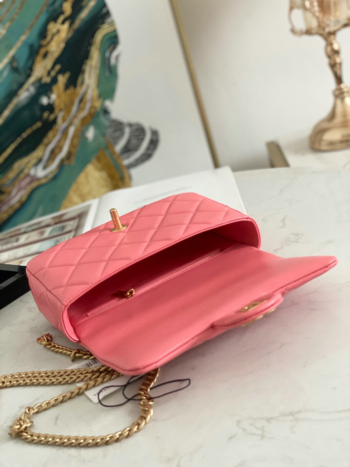 Chanel Lambskin Flap Bag Pink AS3114