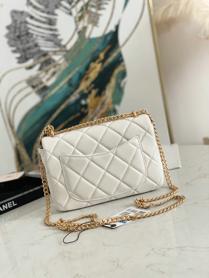 Chanel Lambskin Flap Bag White AS3114