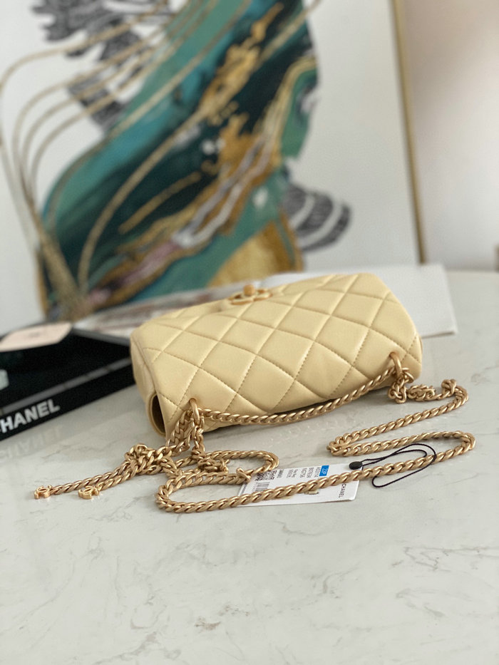 Chanel Lambskin Flap Bag Yellow AS3114