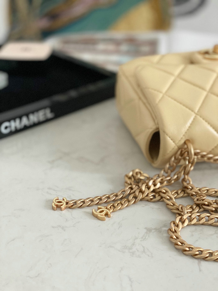 Chanel Lambskin Flap Bag Yellow AS3114