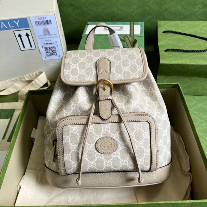 Gucci Backpack with Interlocking G White 674147