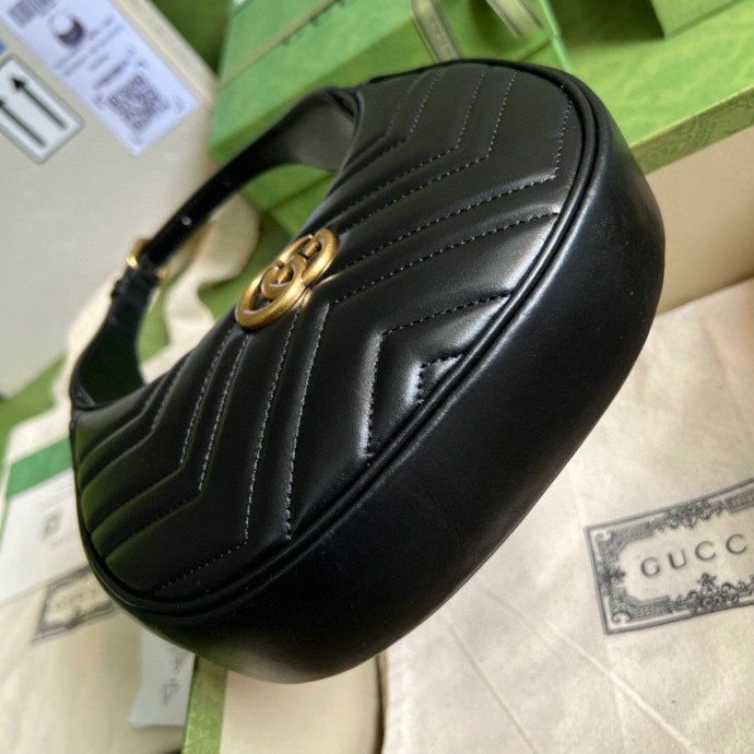 Gucci GG Marmont half-moon-shaped mini bag black 699514