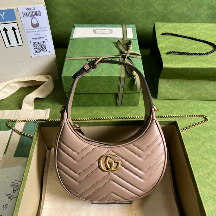 Gucci GG Marmont half-moon-shaped mini bag nude 699514