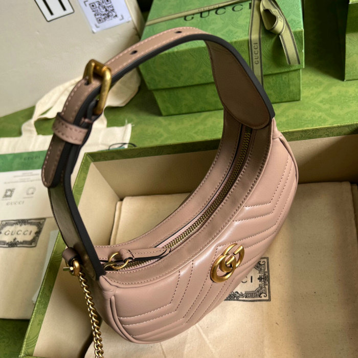 Gucci GG Marmont half-moon-shaped mini bag nude 699514