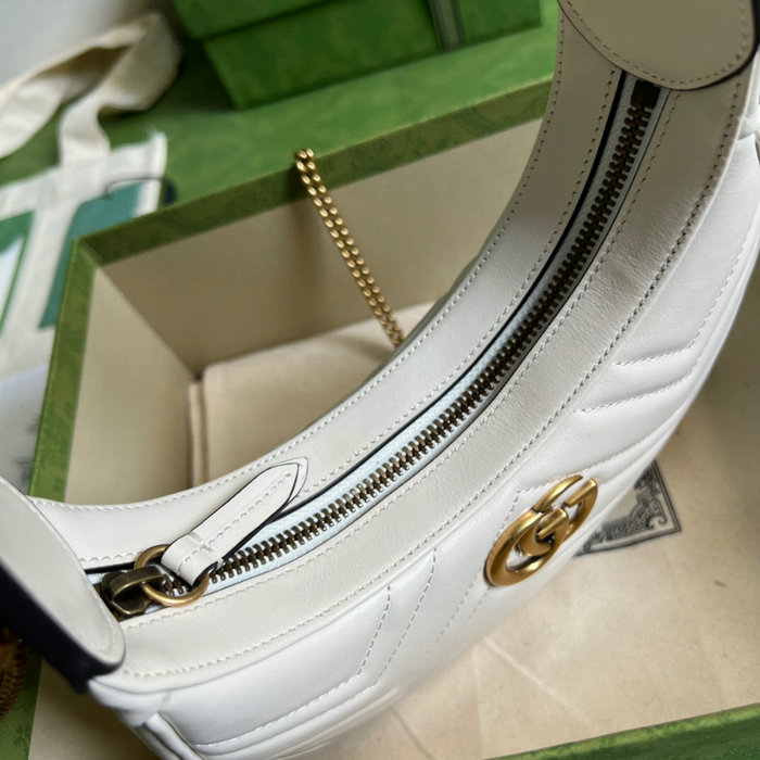 Gucci GG Marmont half-moon-shaped mini bag white 699514