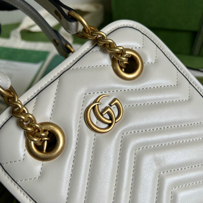 Gucci GG Marmont matelasse mini bag White 696123