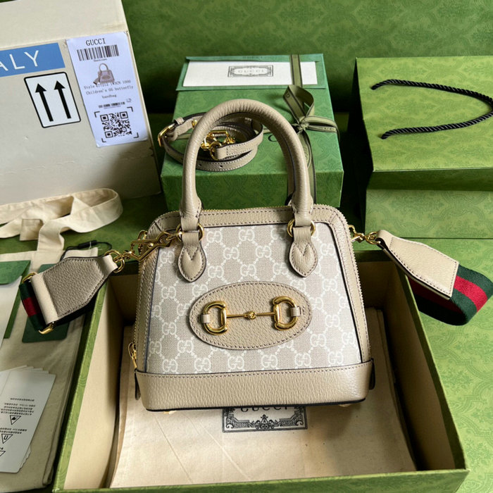 Gucci Horsebit 1955 Small Handbag White 677212