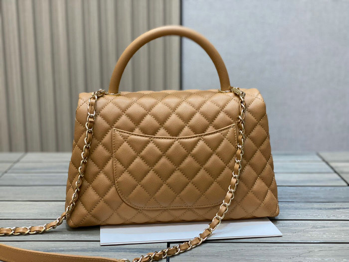 Chanel Flap Bag with Top Handle Brown A92991