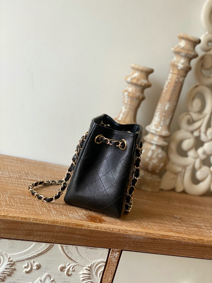 Chanel Grained Calfskin Shoulder Bag Black AS3176