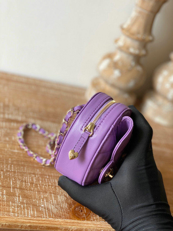 Chanel Lambskin Belt Bag Purple AS81202